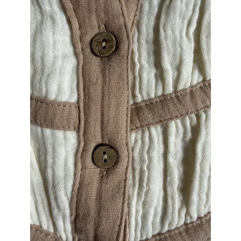 Magnolia Boutique Chic Babydoll Cream Color Block Tunic Dress Size Medium - Picture 7 of 16